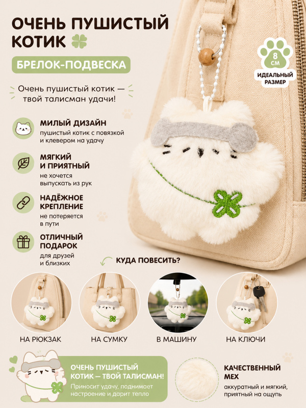 Брелок Очень пушистый котик